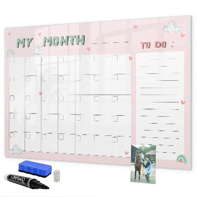Dry erase board magnetic Monthly Planning with Friends and Photos