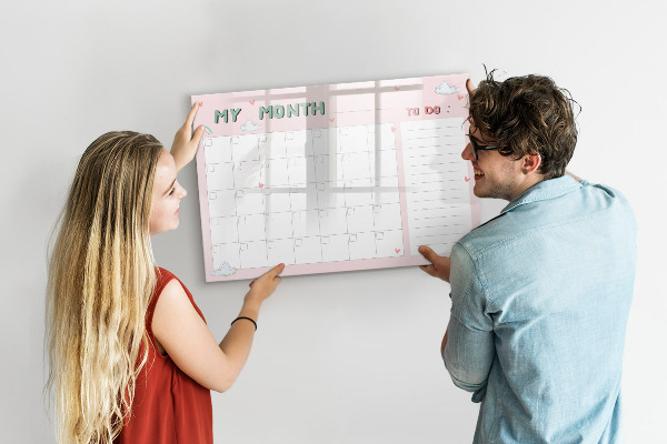 Dry erase board magnetic Monthly Planning with Friends and Photos