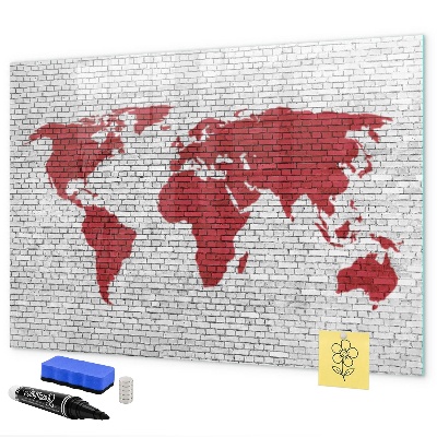 Magnetic dry erase board World map with photo locations