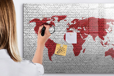 Magnetic dry erase board World map with photo locations