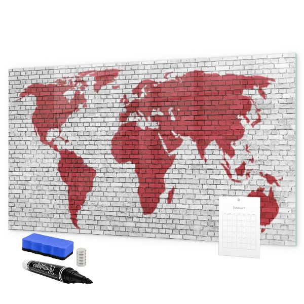Magnetic dry erase board World map with photo locations