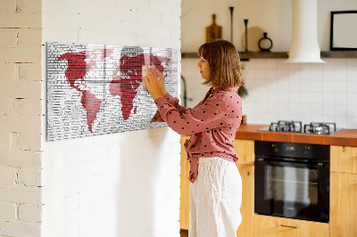 Magnetic dry erase board World map with photo locations