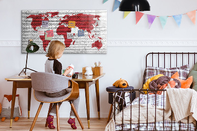Magnetic dry erase board World map with photo locations