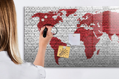 Magnetic dry erase board World map with photo locations