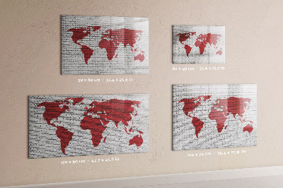 Magnetic dry erase board World map with photo locations