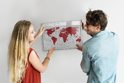 Magnetic dry erase board World map with photo locations