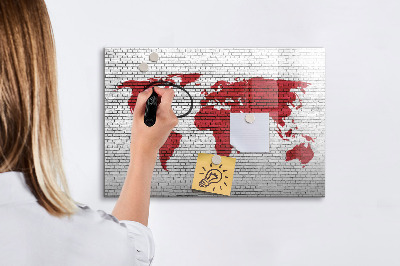 Magnetic dry erase board World map with photo locations