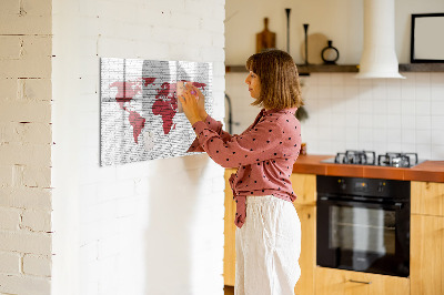 Magnetic dry erase board World map with photo locations