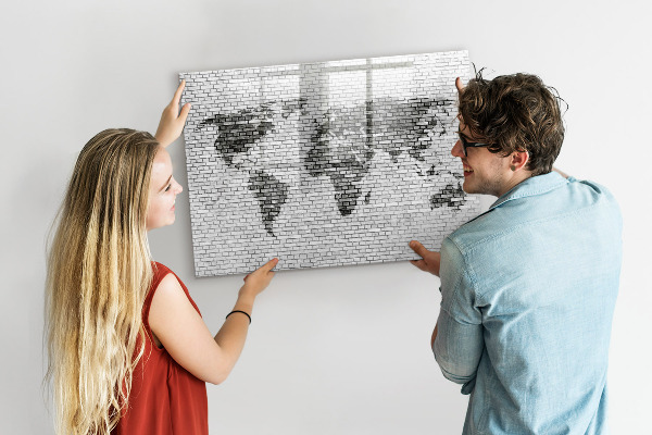 Dry erase board magnetic Interactive map for displaying photos