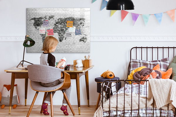 Dry erase board magnetic Interactive map for displaying photos
