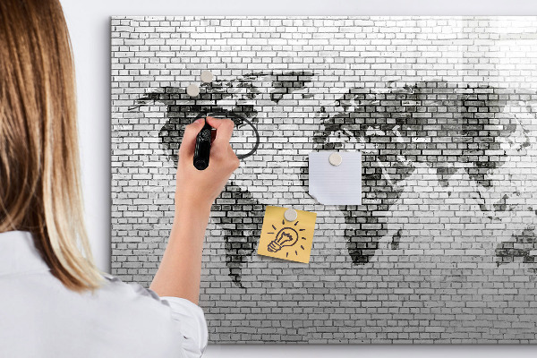 Dry erase board magnetic Interactive map for displaying photos