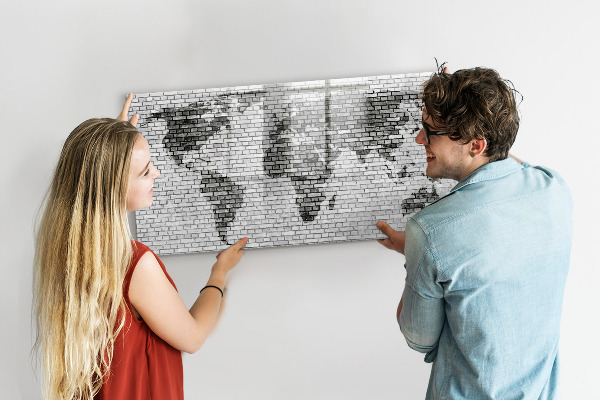 Dry erase board magnetic Interactive map for displaying photos