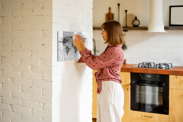 Dry erase board magnetic Interactive map for displaying photos