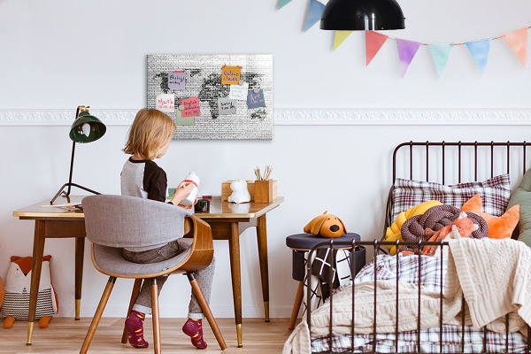 Dry erase board magnetic Interactive map for displaying photos