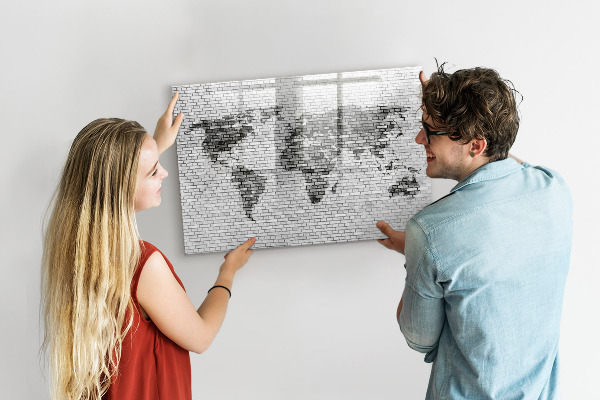 Dry erase board magnetic Interactive map for displaying photos