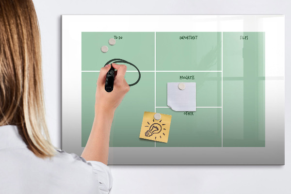 Magnetic dry erase board Organizer with notes and photos