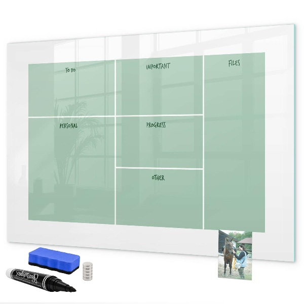 Magnetic dry erase board Organizer with notes and photos