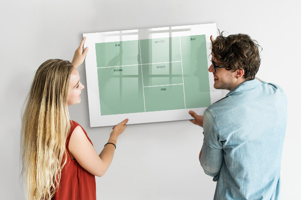 Magnetic dry erase board Organizer with notes and photos
