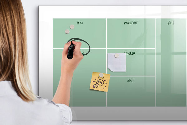 Magnetic dry erase board Organizer with notes and photos