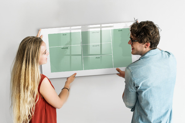 Magnetic dry erase board Organizer with notes and photos