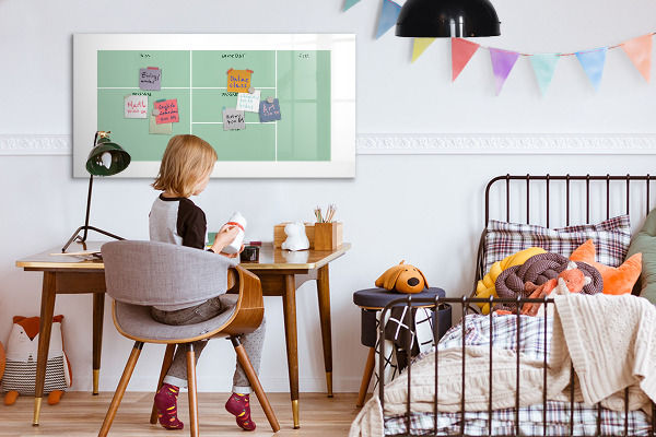 Magnetic dry erase board Organizer with notes and photos
