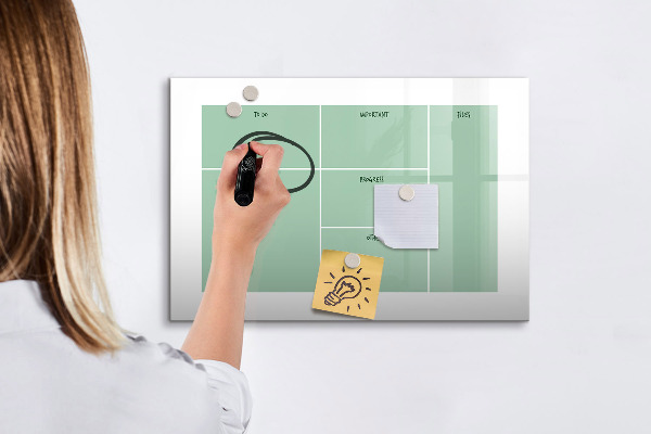 Magnetic dry erase board Organizer with notes and photos