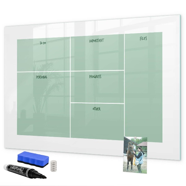 Magnetic dry erase board Organizer with notes and photos