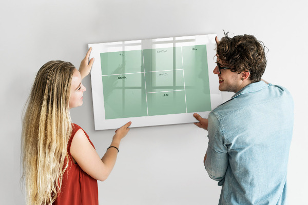 Magnetic dry erase board Organizer with notes and photos