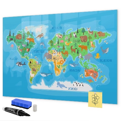 Dry erase board magnetic Colorful world map with magnets