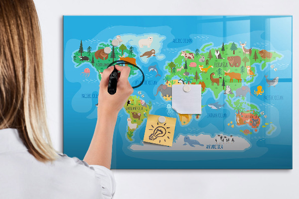 Dry erase board magnetic Colorful world map with magnets