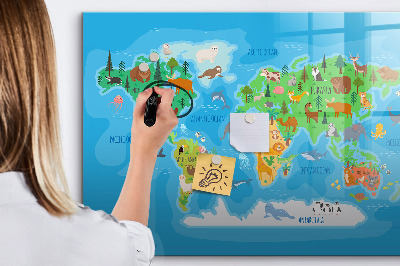 Dry erase board magnetic Colorful world map with magnets