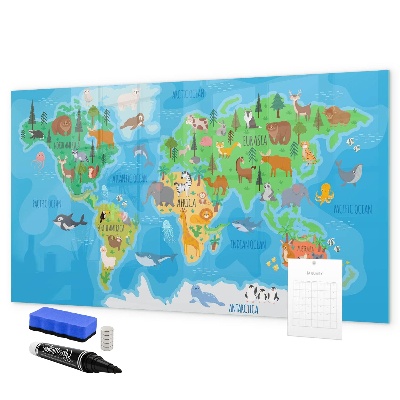 Dry erase board magnetic Colorful world map with magnets