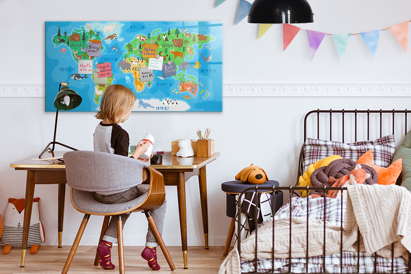 Dry erase board magnetic Colorful world map with magnets