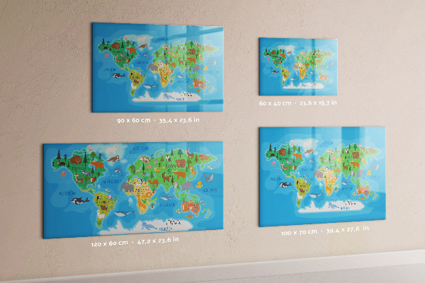Dry erase board magnetic Colorful world map with magnets