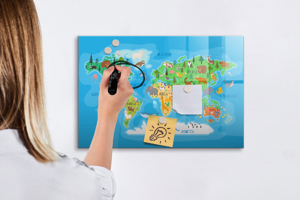 Dry erase board magnetic Colorful world map with magnets