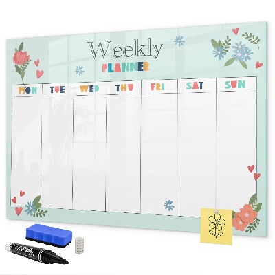 Magnetic dry erase board Weekly planner with space for photos