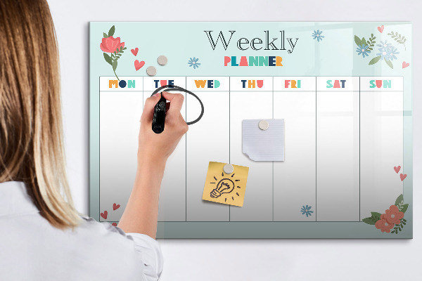 Magnetic dry erase board Weekly planner with space for photos