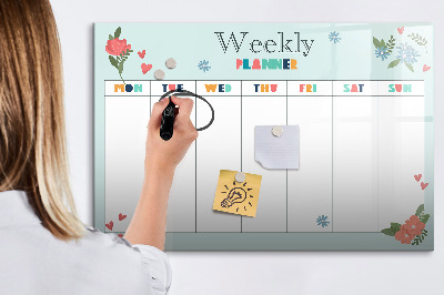 Magnetic dry erase board Weekly planner with space for photos