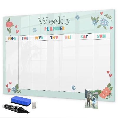 Magnetic dry erase board Weekly planner with space for photos