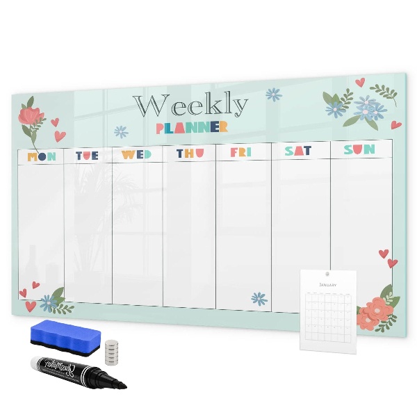 Magnetic dry erase board Weekly planner with space for photos