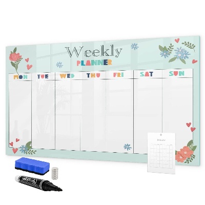 Magnetic dry erase board Weekly planner with space for photos
