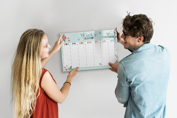Magnetic dry erase board Weekly planner with space for photos