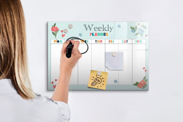 Magnetic dry erase board Weekly planner with space for photos