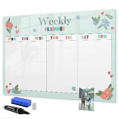 Magnetic dry erase board Weekly planner with space for photos