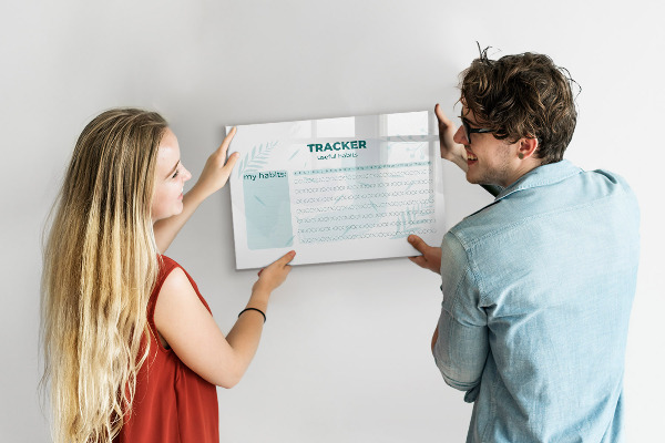 Dry erase board magnetic Tracking useful habits every day