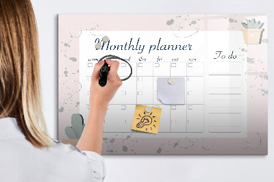 Dry erase board magnetic Monthly planner with space for photos