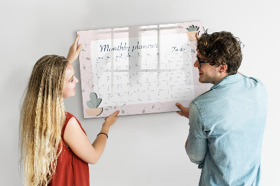 Dry erase board magnetic Monthly planner with space for photos