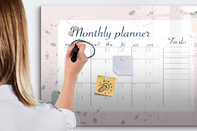 Dry erase board magnetic Monthly planner with space for photos