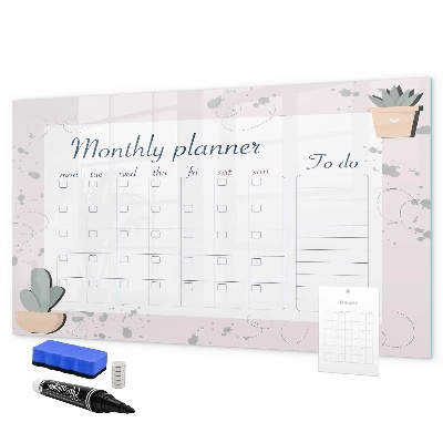 Dry erase board magnetic Monthly planner with space for photos