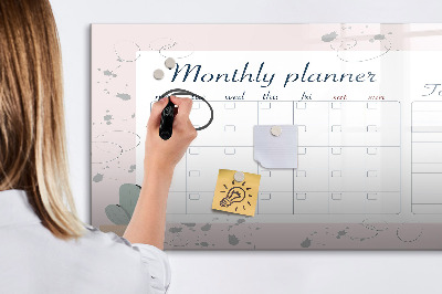 Dry erase board magnetic Monthly planner with space for photos